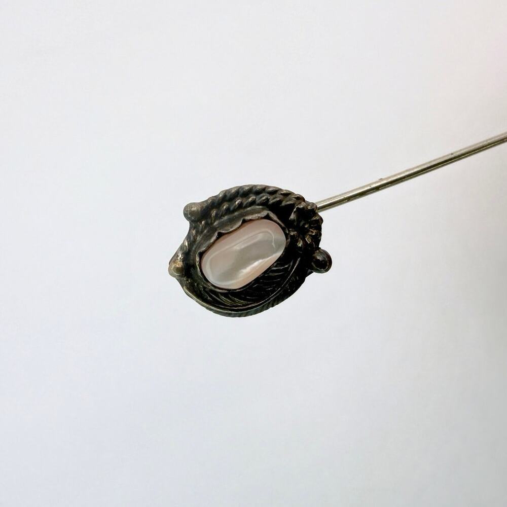 Antique 1901 English Sterling Silver & Mother of Pearl Art Nouveau Stick Pin